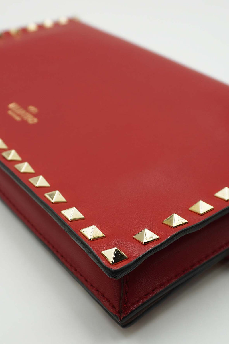 Rockstud Wristlet Leather Red