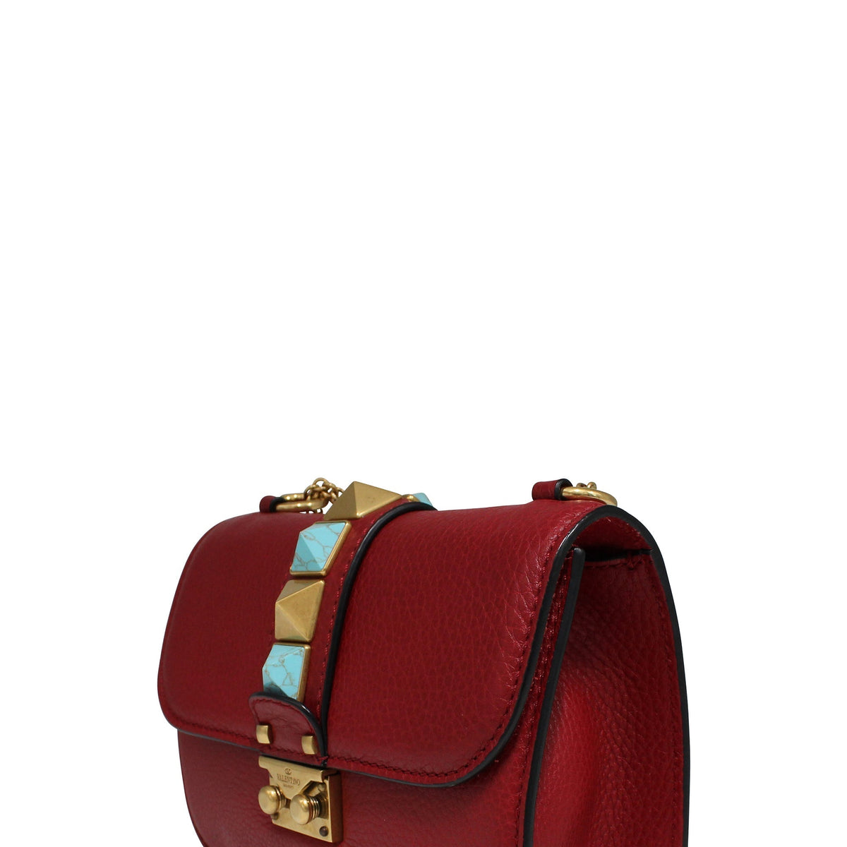 Small Glam Rock Bag Red Teal Studs