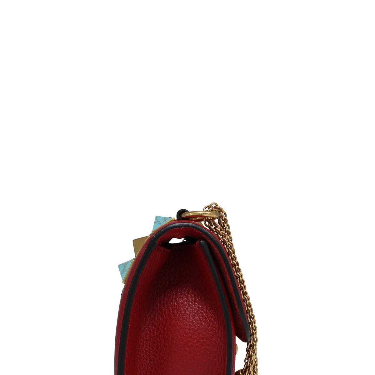 Small Glam Rock Bag Red Teal Studs
