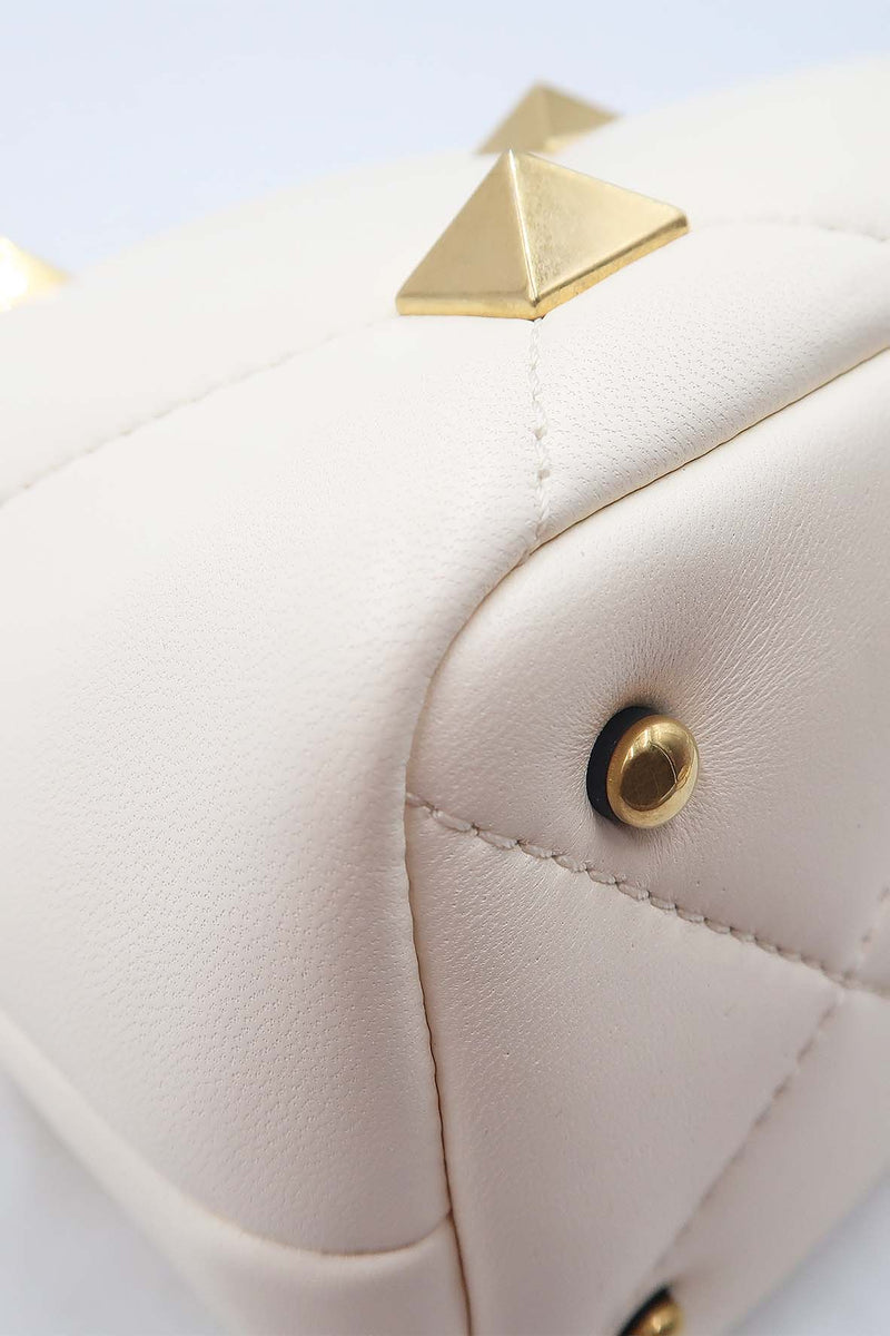 Small Roman Stud the Handle Bag White