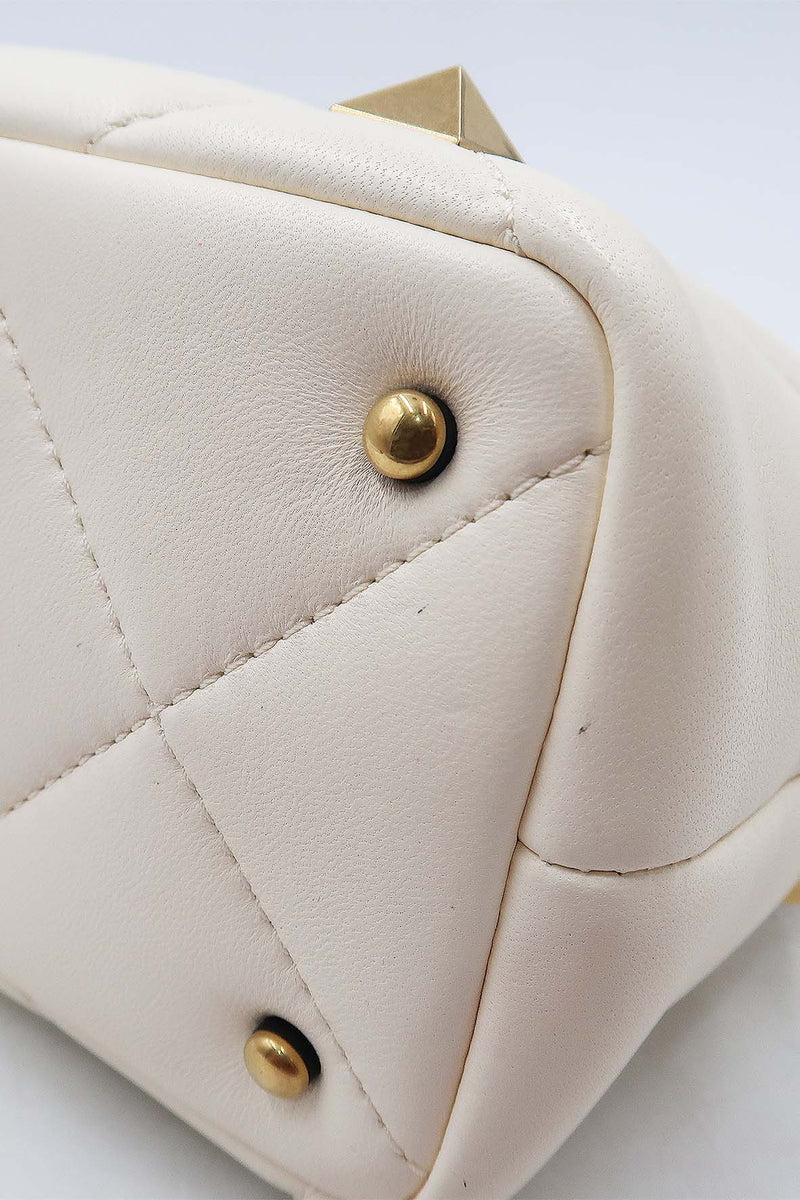 Small Roman Stud the Handle Bag White