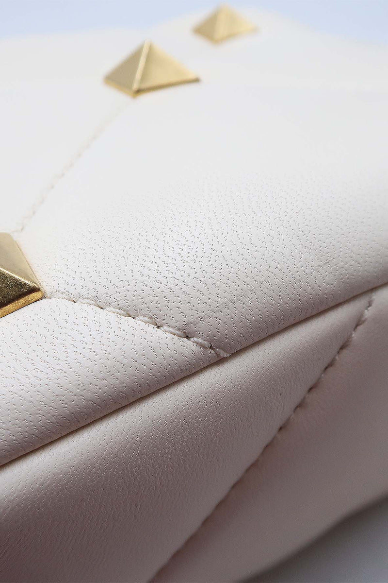 Small Roman Stud the Handle Bag White