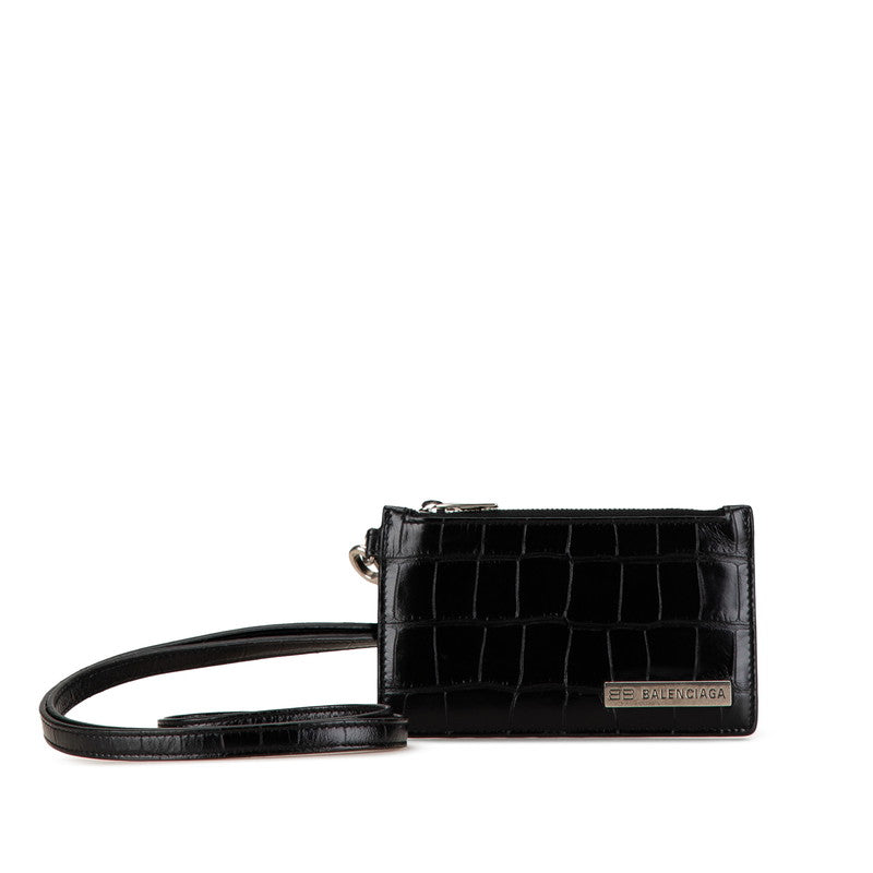balenciaga Croc Embossed Leather Card Case