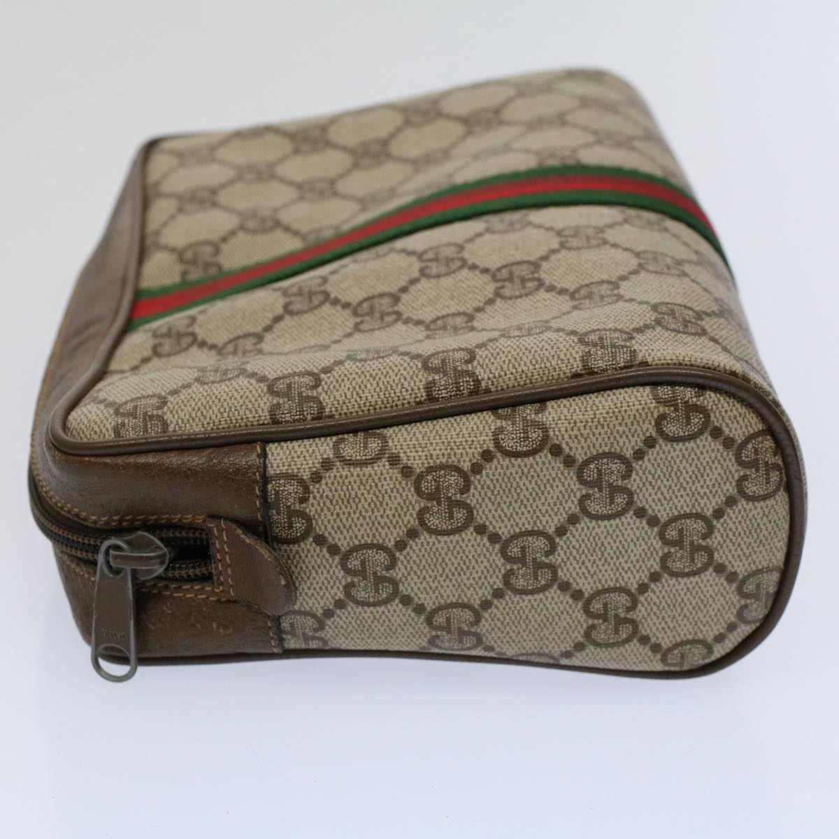GUCCI GG Supreme Web Sherry Line Clutch Bag Beige Red Green 89 01 012 Auth yb427
