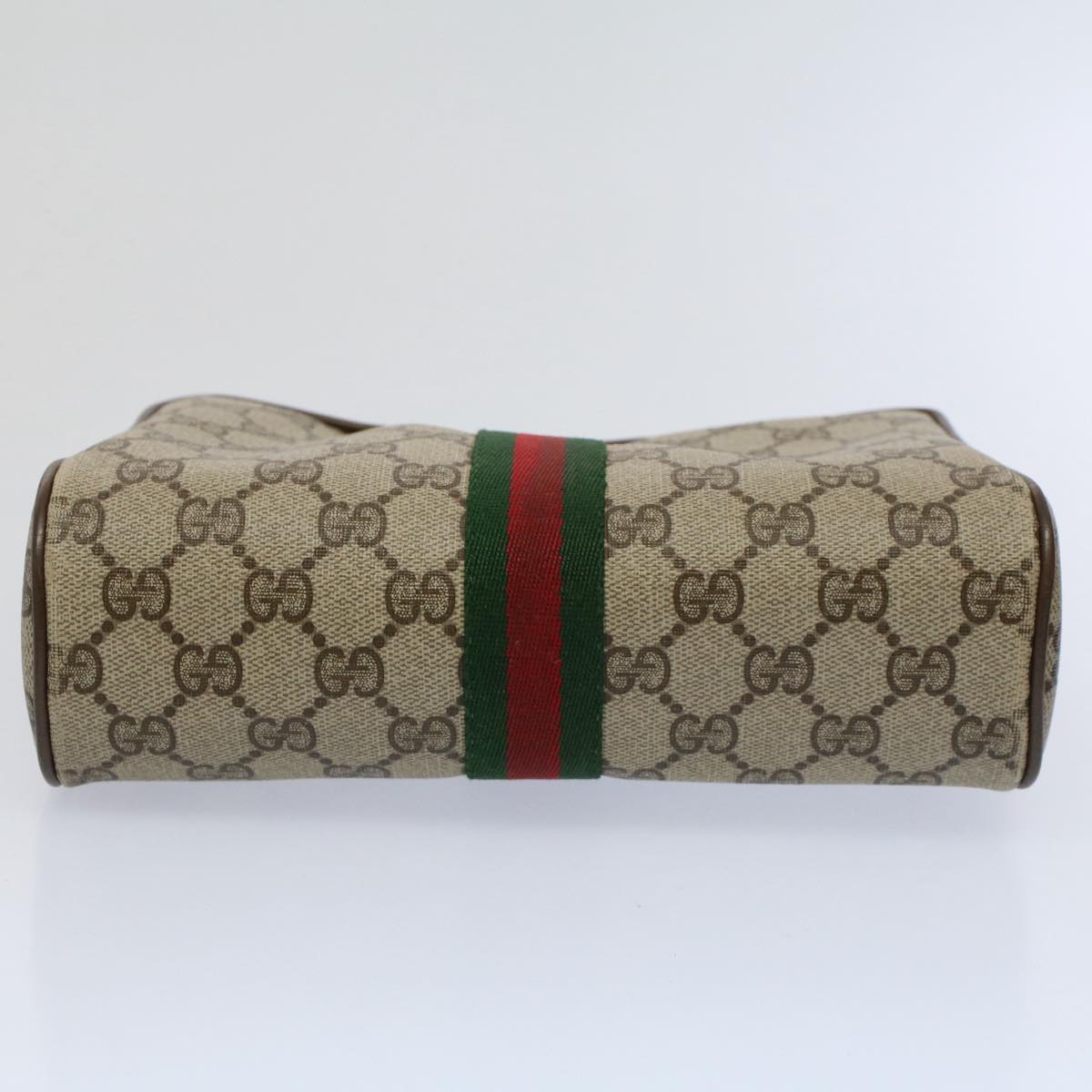 GUCCI GG Supreme Web Sherry Line Clutch Bag Beige Red Green 89 01 012 Auth yb427