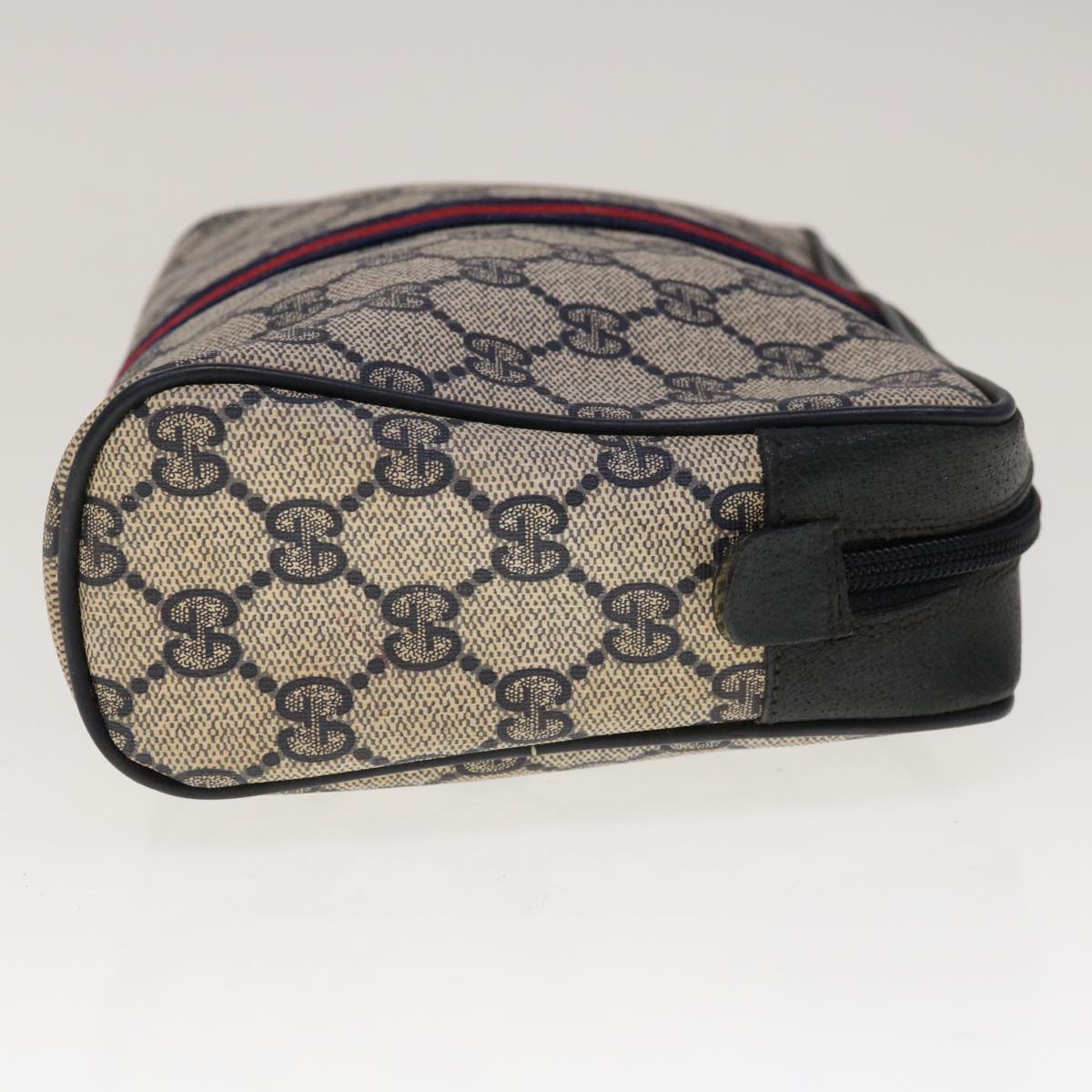 GUCCI GG Supreme Sherry Line Clutch Bag Red Navy 63 01 012 Auth yk10298