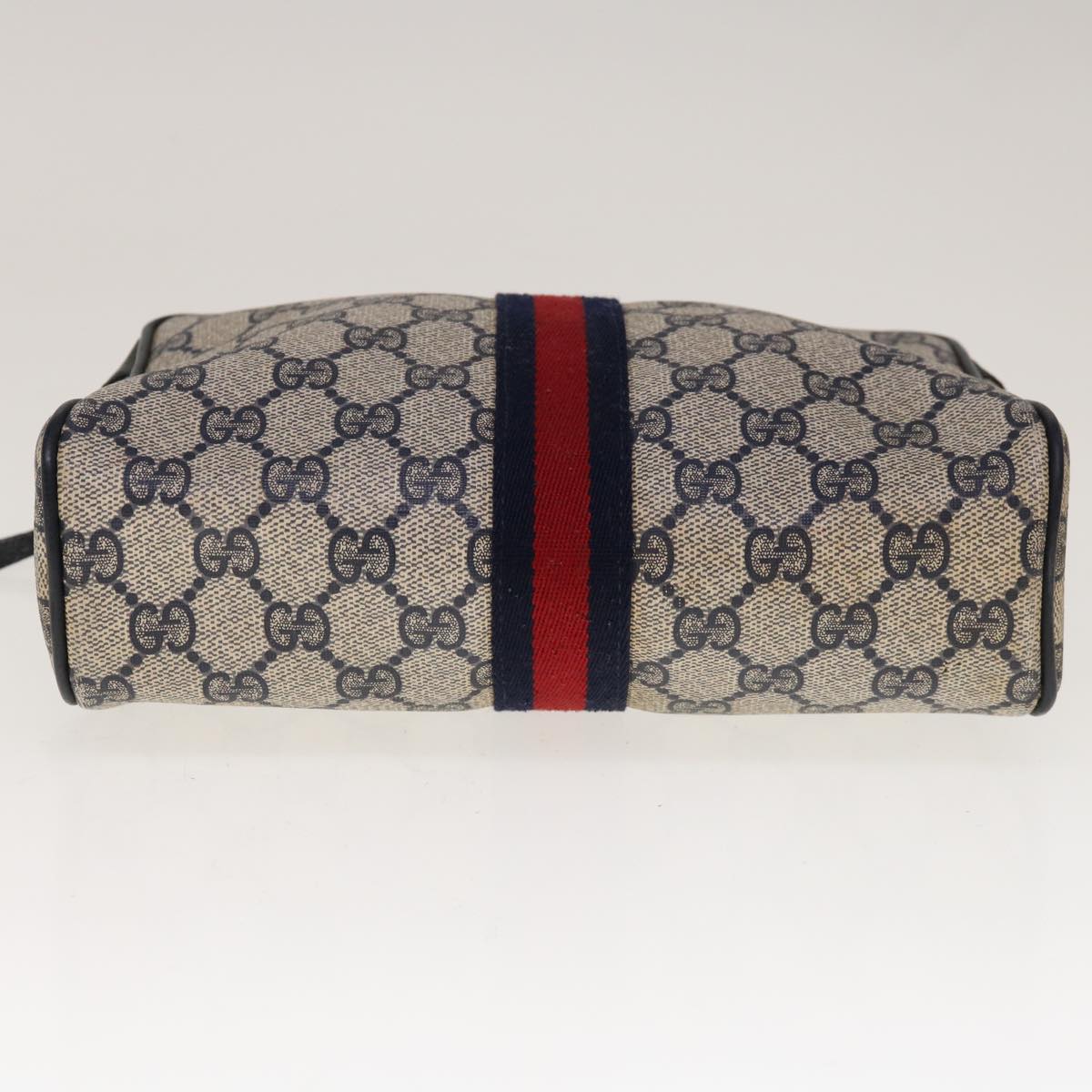 GUCCI GG Supreme Sherry Line Clutch Bag Red Navy 63 01 012 Auth yk10298