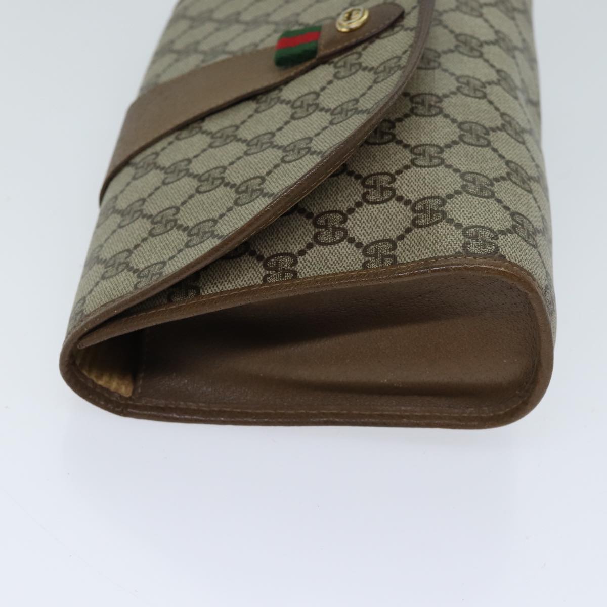 GUCCI GG Supreme Web Sherry Line Clutch Bag Beige Green 89 01 030 Auth yk11961