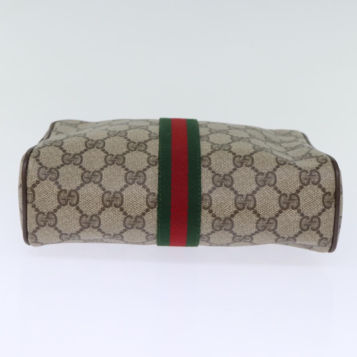 GUCCI GG Supreme Web Sherry Line Clutch Bag PVC Beige 63 01 012 Auth yk12088