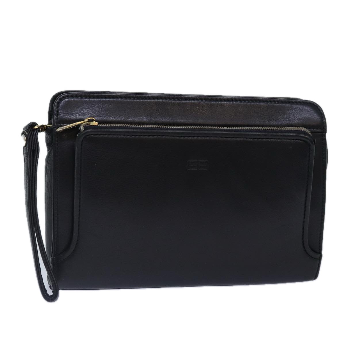 balenciaga Clutch Bag Leather Black Gold Auth yk14401