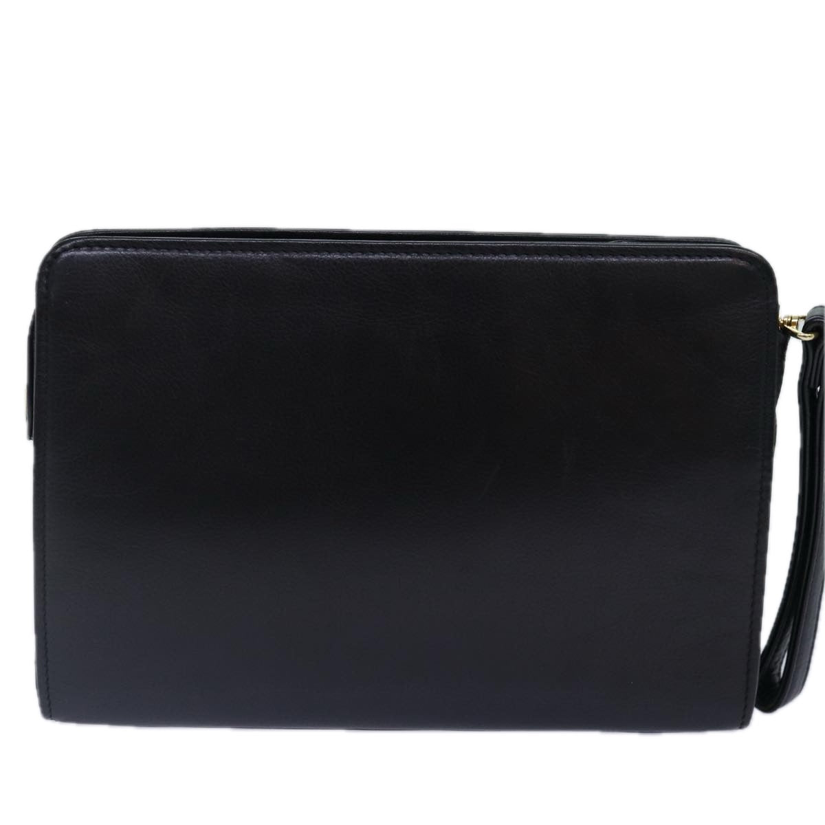 balenciaga Clutch Bag Leather Black Gold Auth yk14401