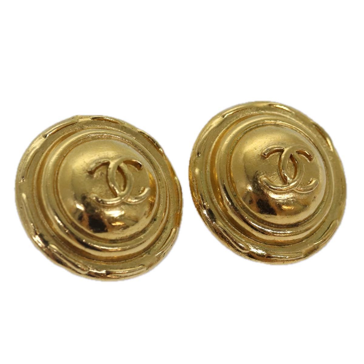Chanel COCO Mark Earring metal Gold CC Auth yk14445