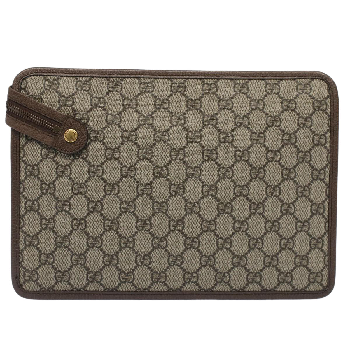 GUCCI Gg Canvas Web Sherry Line Clutch Bag Beige Red Green 597619 Auth Yk8242