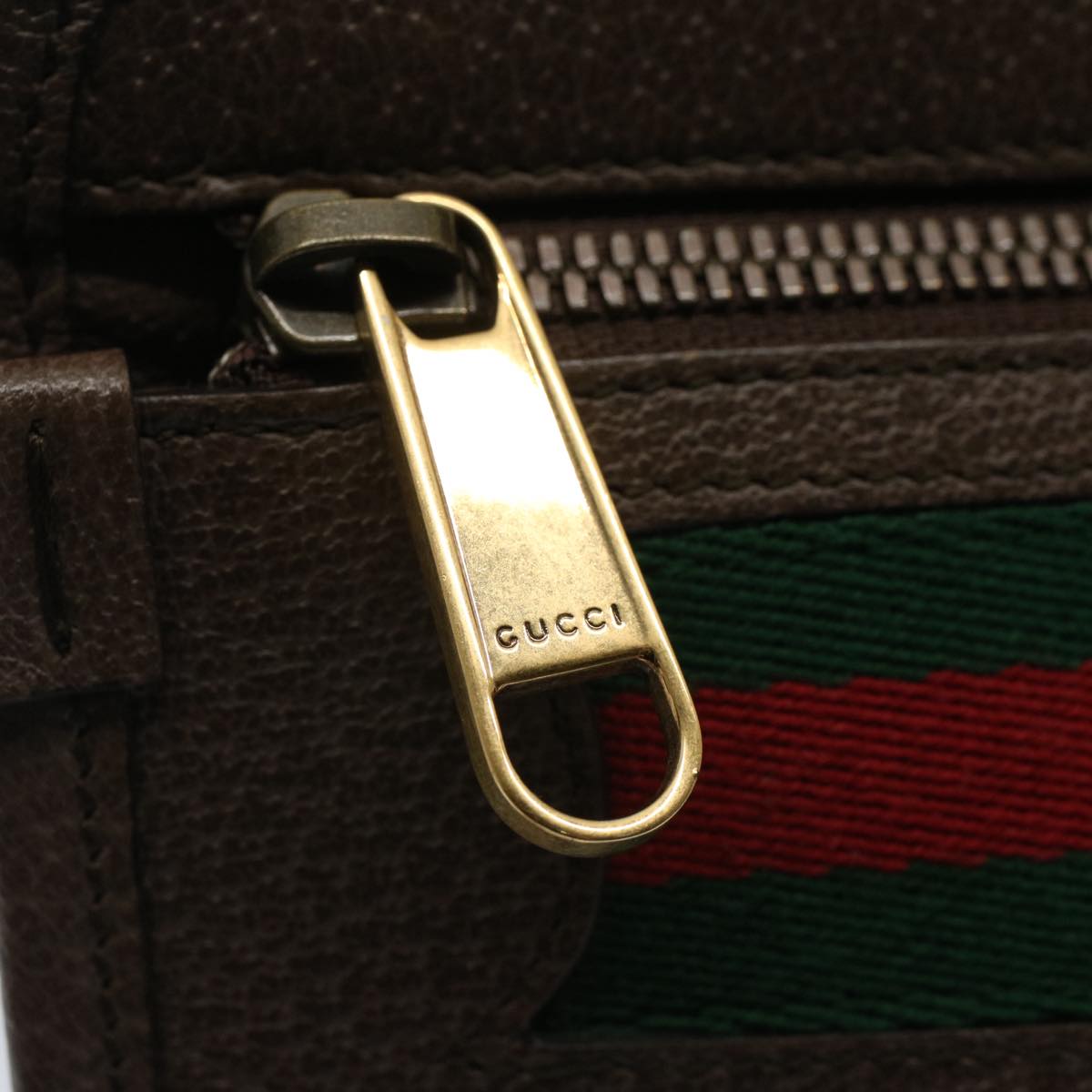 GUCCI Gg Canvas Web Sherry Line Clutch Bag Beige Red Green 597619 Auth Yk8242