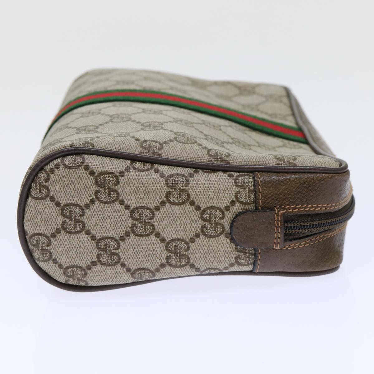 GUCCI Gg Canvas Web Sherry Line Clutch Bag Beige Red 63 01 012 Auth Yk8363b