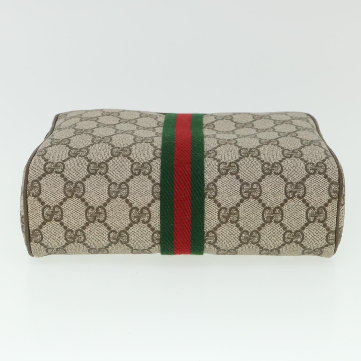 GUCCI Gg Canvas Web Sherry Line Clutch Bag Beige Red Green 89 01 012 Auth Yk8753